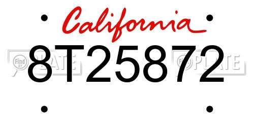 8T25872 California License Plate