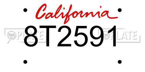 8T2591 California License Plate