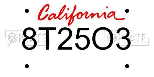 8T25O3 California License Plate