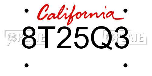 8T25Q3 California License Plate