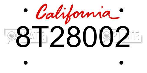 8T28002 California License Plate