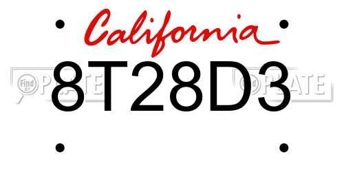 8T28D3 California License Plate