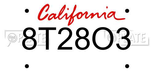 8T28O3 California License Plate