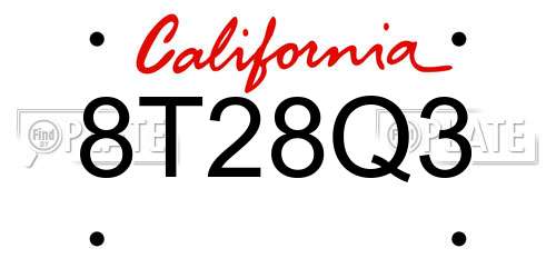 8T28Q3 California License Plate