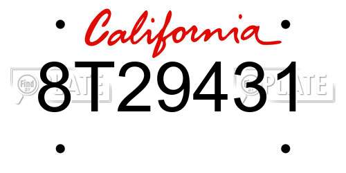 8T29431 California License Plate