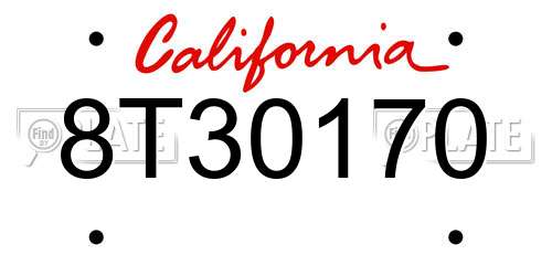 8T30170 California License Plate