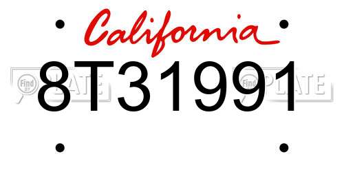 8T31991 California License Plate