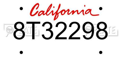 8T32298 California License Plate
