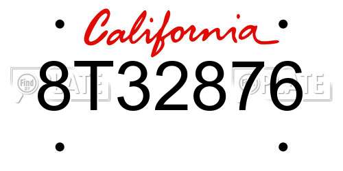 8T32876 California License Plate
