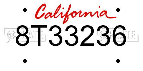8T33236 California License Plate