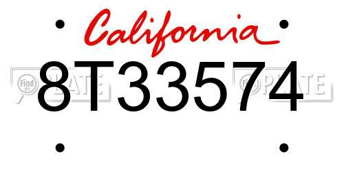 8T33574 California License Plate