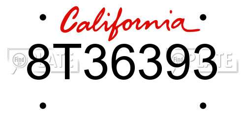 8T36393 California License Plate