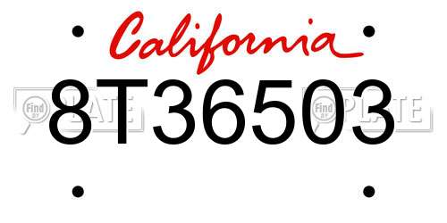 8T36503 California License Plate
