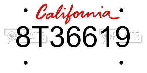 8T36619 California License Plate