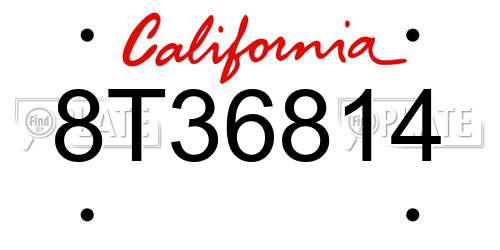 8T36814 California License Plate