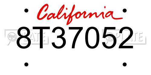 8T37052 California License Plate