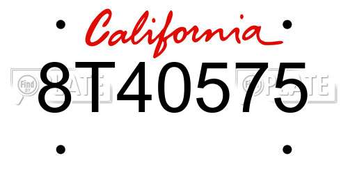 8T40575 California License Plate