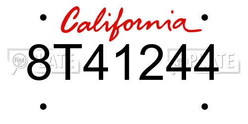 8T41244 California License Plate