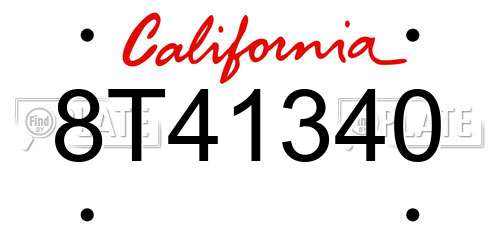 8T41340 California License Plate