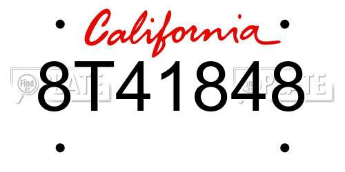 8T41848 California License Plate