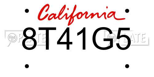 8T41G5 California License Plate