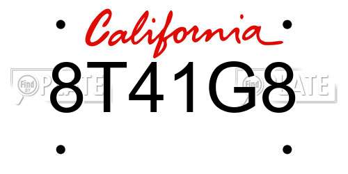 8T41G8 California License Plate