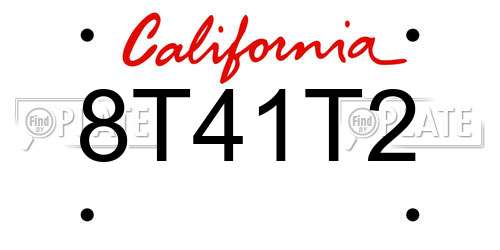 8T41T2 California License Plate