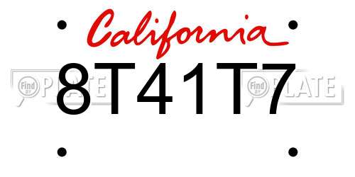 8T41T7 California License Plate