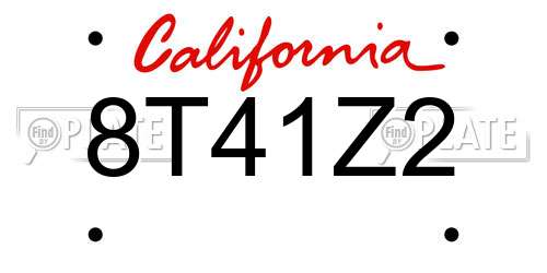 8T41Z2 California License Plate