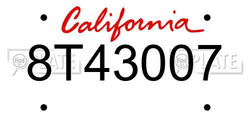 8T43007 California License Plate