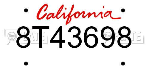 8T43698 California License Plate