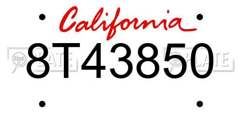 8T43850 California License Plate