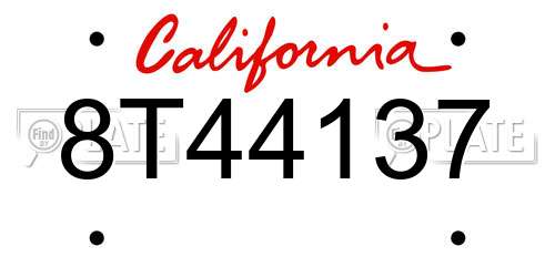 8T44137 California License Plate