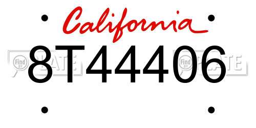 8T44406 California License Plate