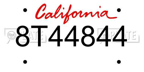 8T44844 California License Plate