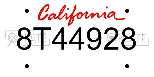 8T44928 California License Plate