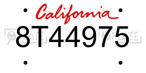 8T44975 California License Plate