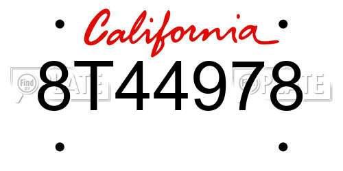 8T44978 California License Plate