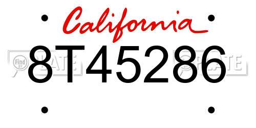 8T45286 California License Plate