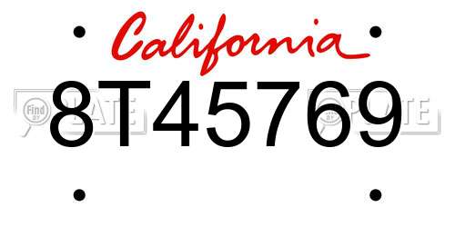 8T45769 California License Plate