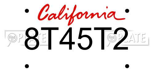 8T45T2 California License Plate