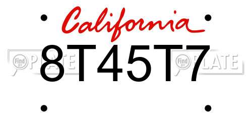 8T45T7 California License Plate