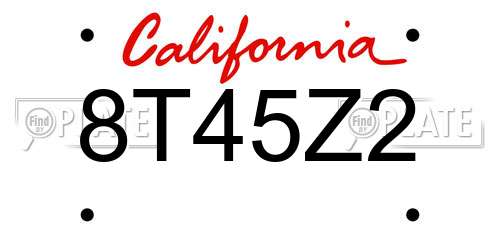 8T45Z2 California License Plate