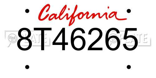 8T46265 California License Plate