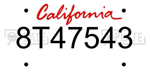 8T47543 California License Plate