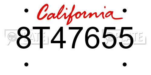 8T47655 California License Plate