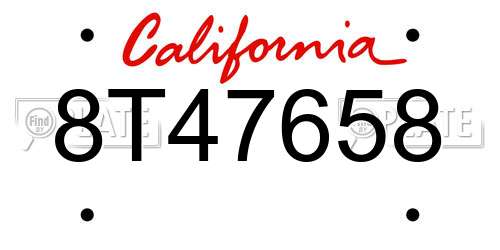 8T47658 California License Plate