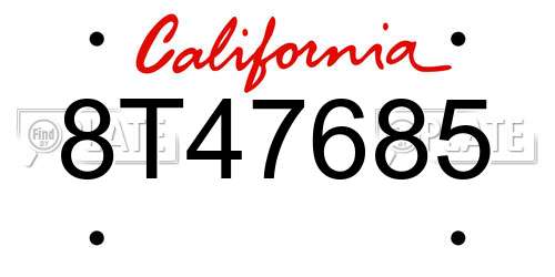 8T47685 California License Plate