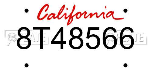 8T48566 California License Plate
