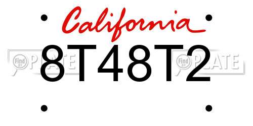 8T48T2 California License Plate